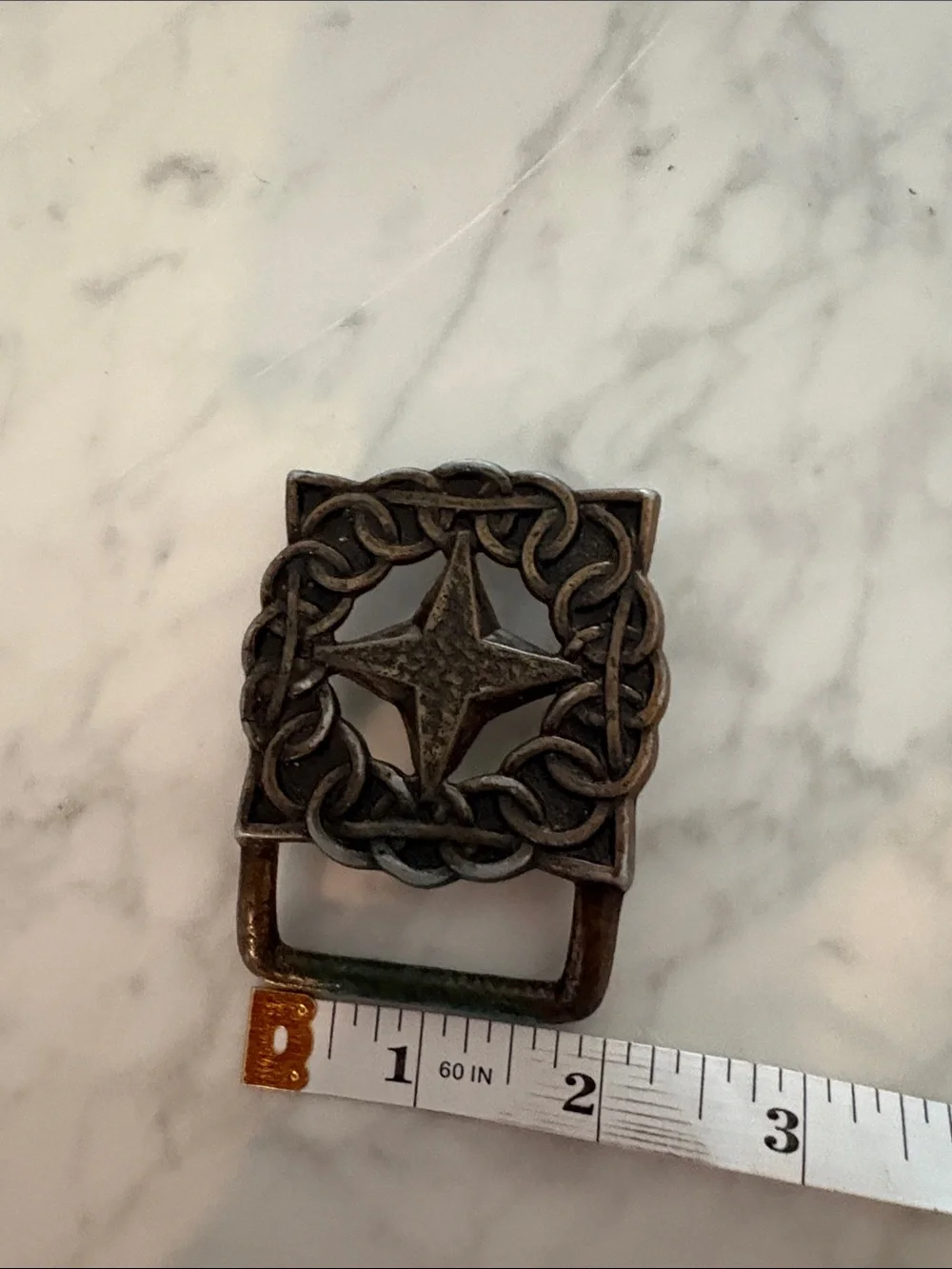 Vintage-Inspired Bronze Star Men’s Belt Buckle